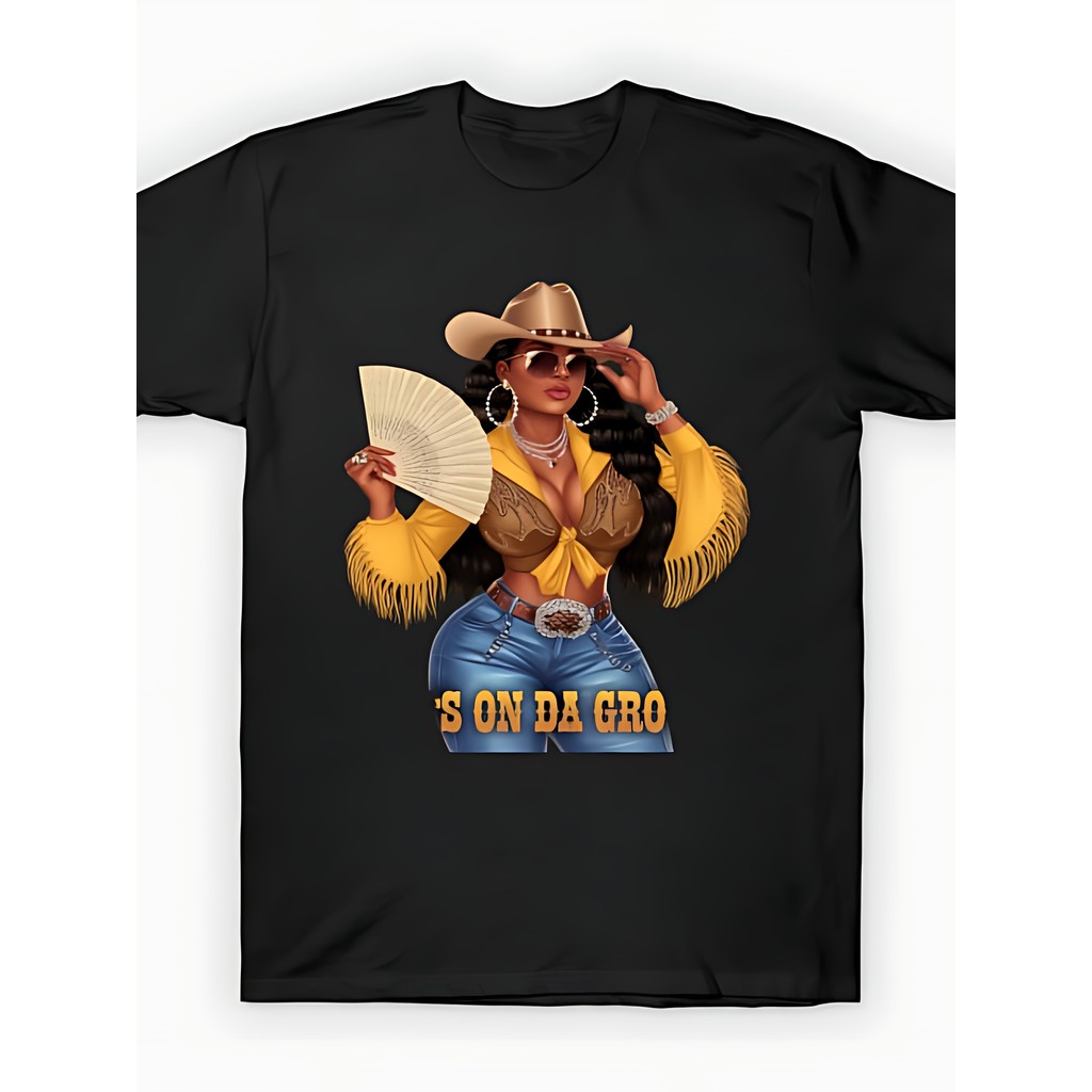 Baju Kaos Pria Lengan Pendek Bahan Katun Premium - Desain Vintage Western Cowboy Boots & On Da Groun