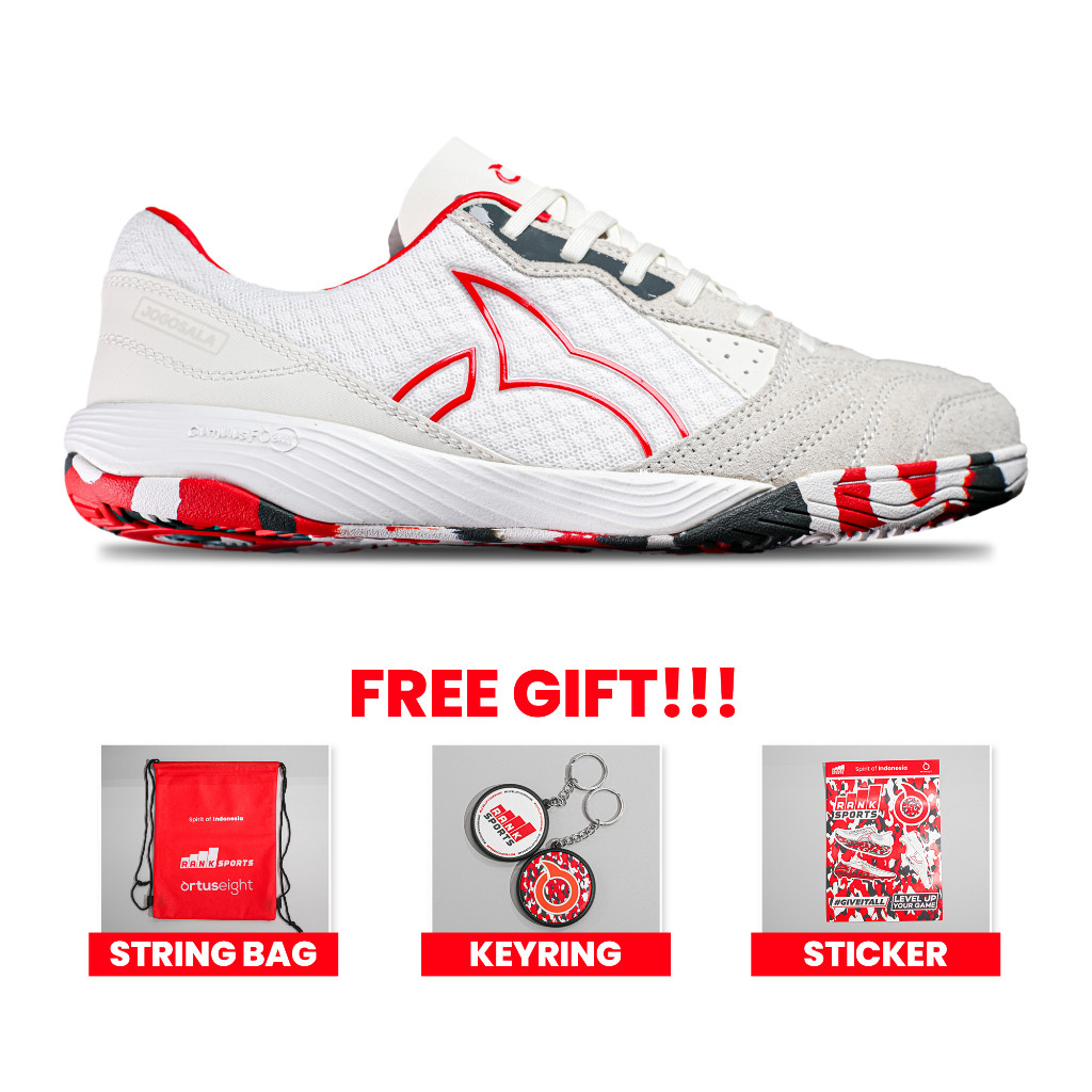Ortuseight x Rank Sports Sepatu Futsal Jogosala Ascend SE - White/Ortred/Grey