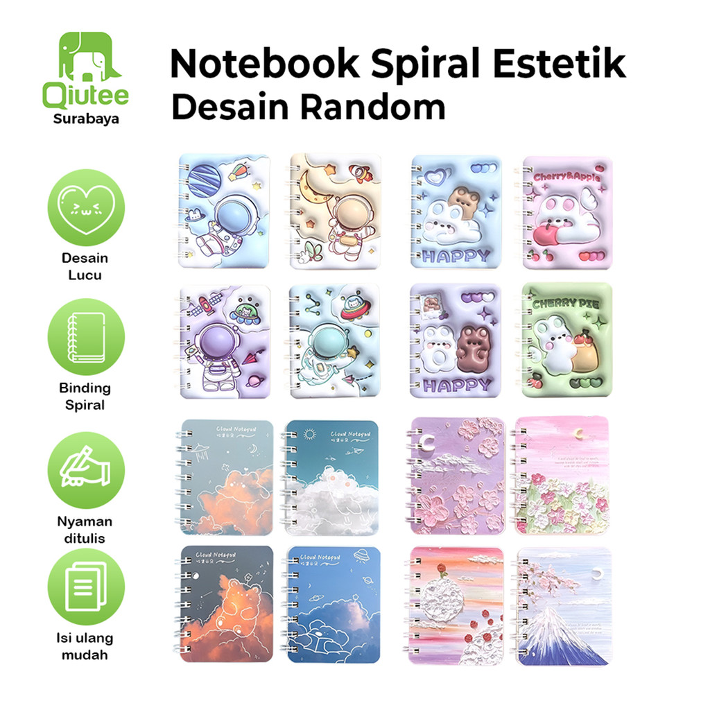 Mini A7 80 Lembar Notebook Lucu Mini Notes Spiral Diary Buku Catatan Saku Kecil Scrapbook Korea
