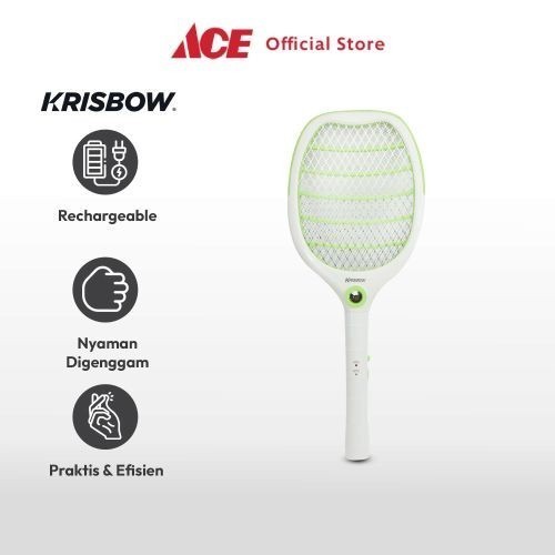 AZKO - Krisbow Raket Nyamuk Rechargeable - Putih/Hijau