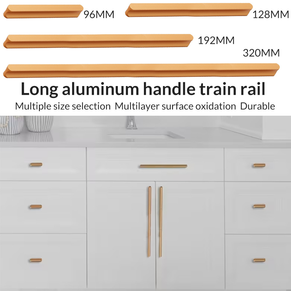 Gagang Pintu Lemari Emas Modern Aluminium Pegangan Lemari Minimalis Elegan untuk Dekorasi Interior R