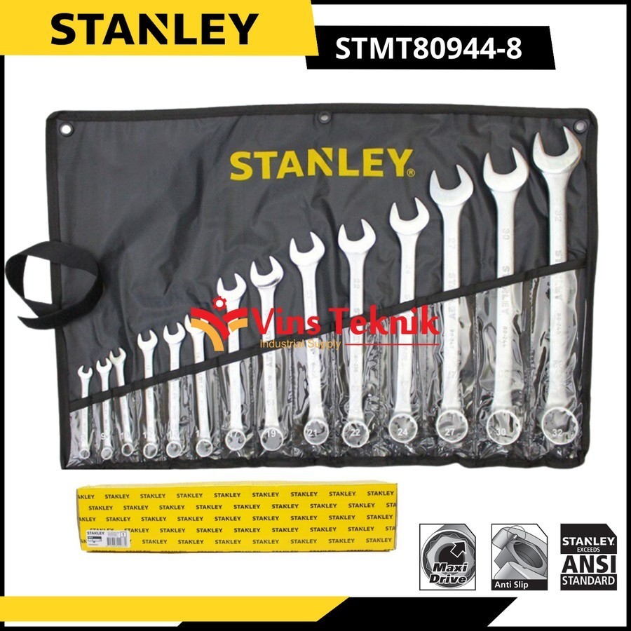 STANLEY STMT80944-8 Kunci ring Pas Combination Wrench Set 14pc 8-32mm
