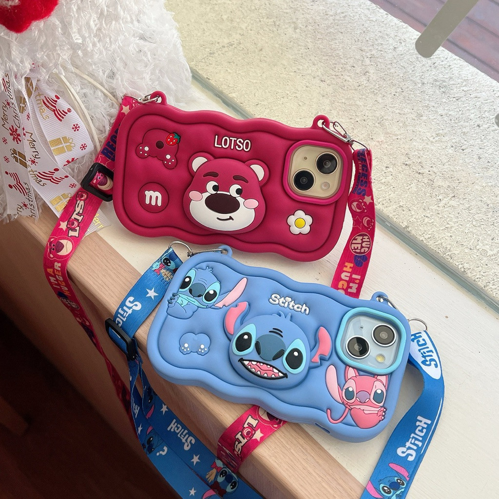 Casetique - CASE IPHONE KARTUN STITCH LOTSO KUROMI MINNIE 3D POPSOCKET PLUS TALI