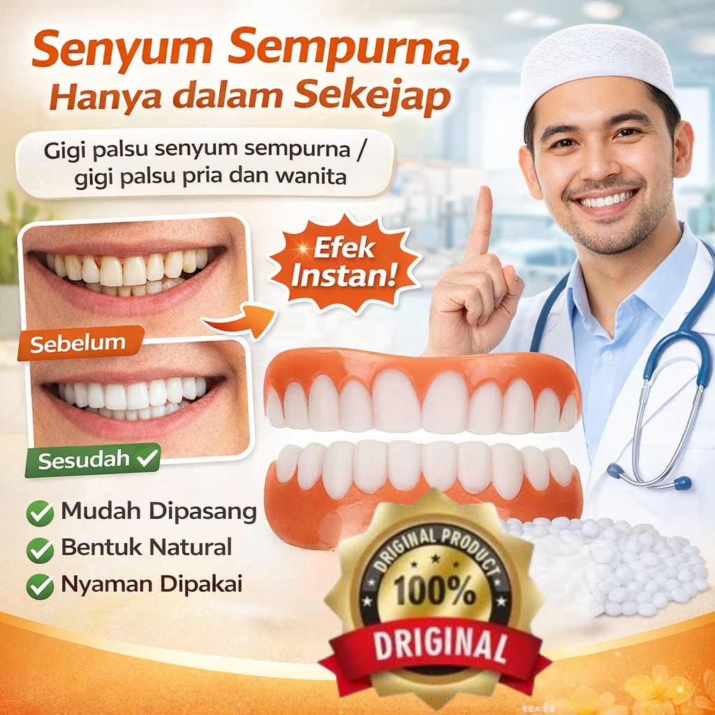 TERLARIS  Gigi palsu senyum sempurna/ gigi palsu pria dan wanita/gigi palsu snap-on/senyum sempurna 