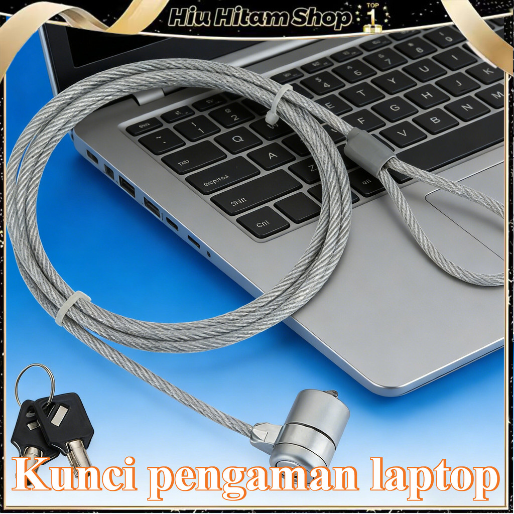 Meja Laptop Lipat Anti Pencurian – Kunci, Rantai Keamanan, Konektor Kabel, Lock Notebook