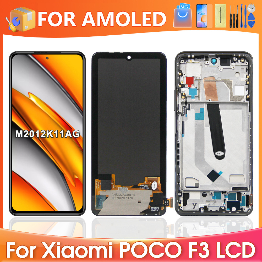 6.67''For Xiaomi Poco F3 For AMOLED Mi PocoF3 M2012K11AG LCD Display Touch Screen Digitizer Assembly