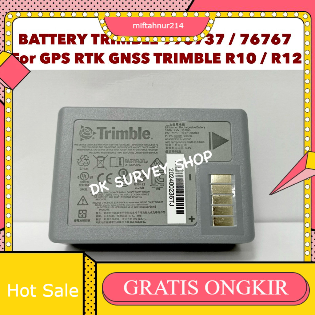 BATTERY TRIMBLE 990737 / 76767 utk GPS RTK GNSS TRIMBLE R10 R12 / BATERAI GPS RTK TRIMBLE 990737 / T