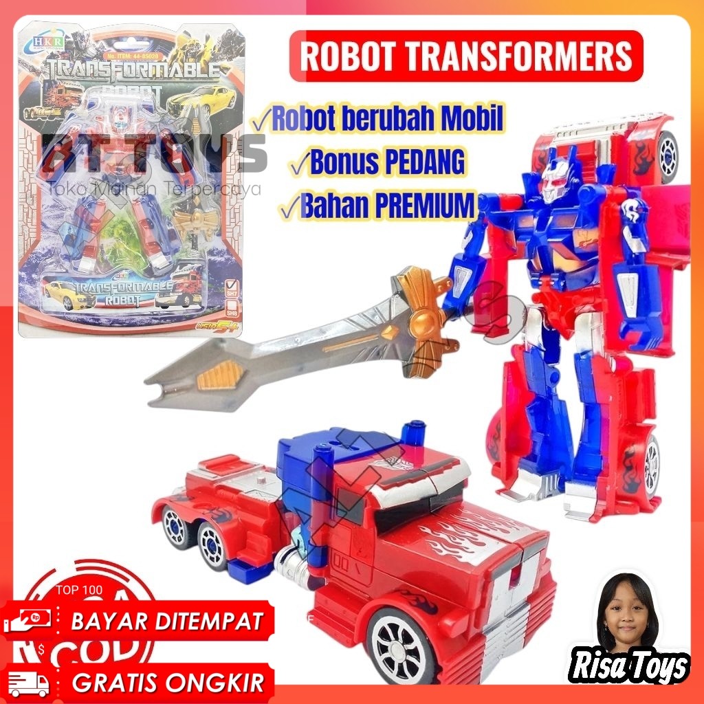 RT-MAINAN ROBOT TRANSFORMER VIRAL BONUS PEDANG / ROBOT BERUBAH MOBIL HKR