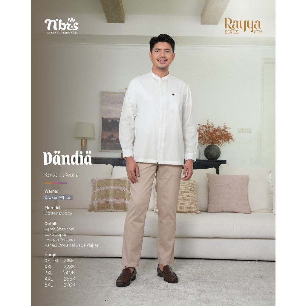 JAMIN MURAH SERAGAM COUPLE LEBARAN KELUARGA TERBARU 2026 DIARAYYAKU DANDIA BROKEN WHITE BY NIBRAS NB