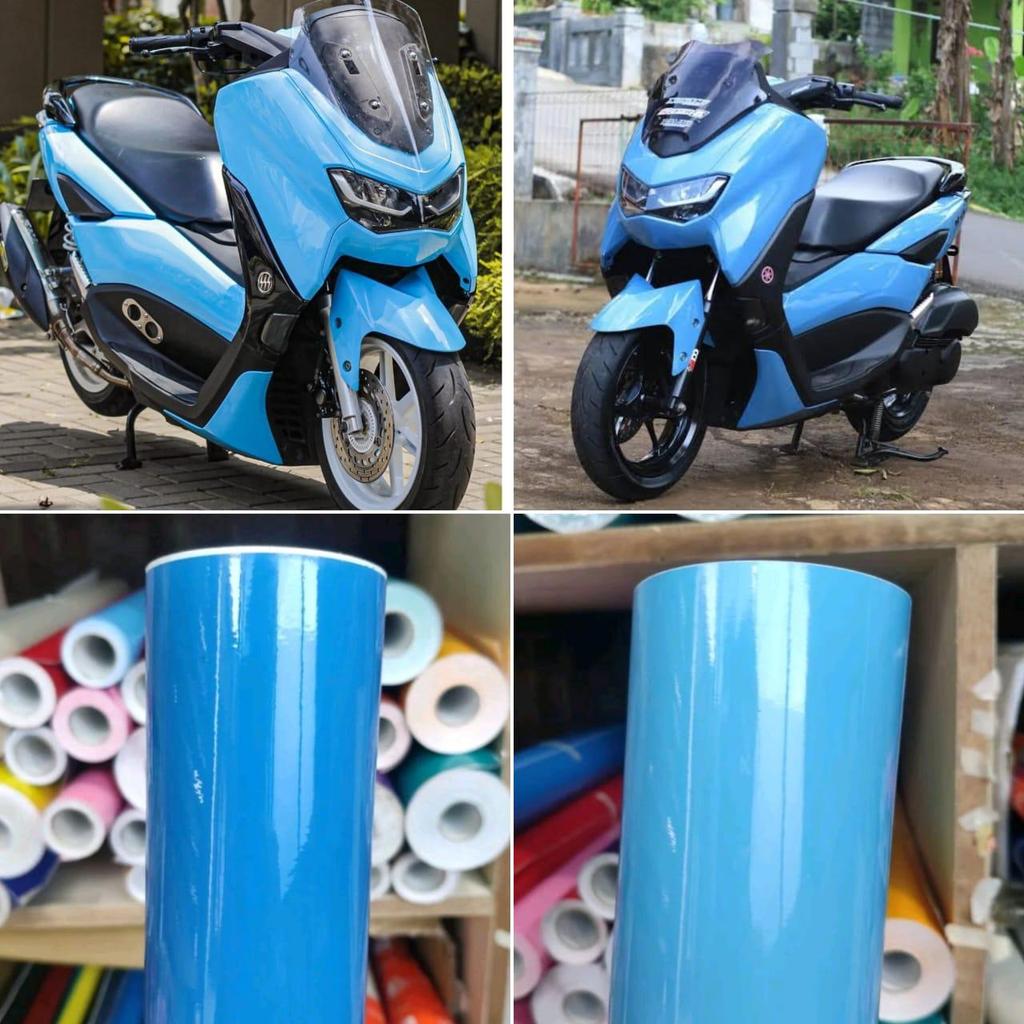 Skotlet Motor Biru Muda Glossy sticker motor warna biru langit