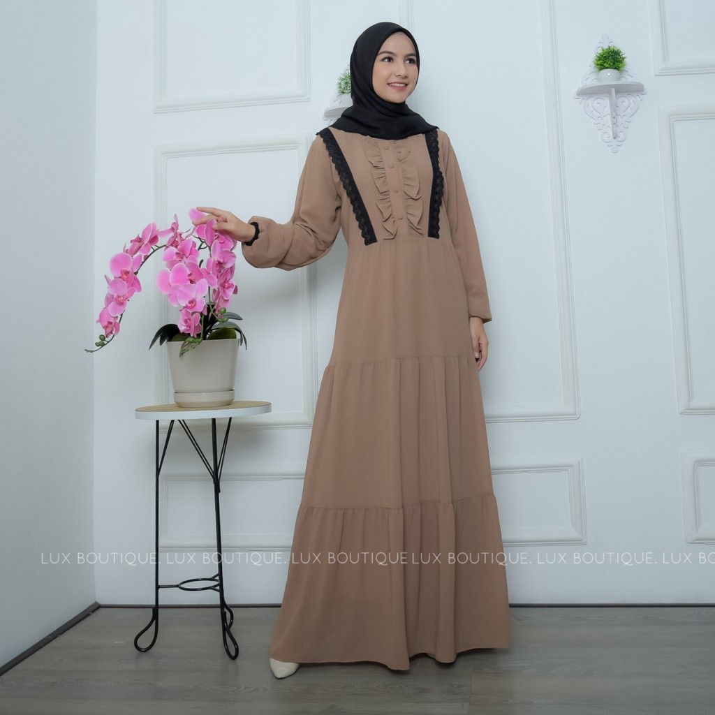 Gamis Ceruty Babydoll / Gamis Ceruty Polos / Gamis Wanita kancing