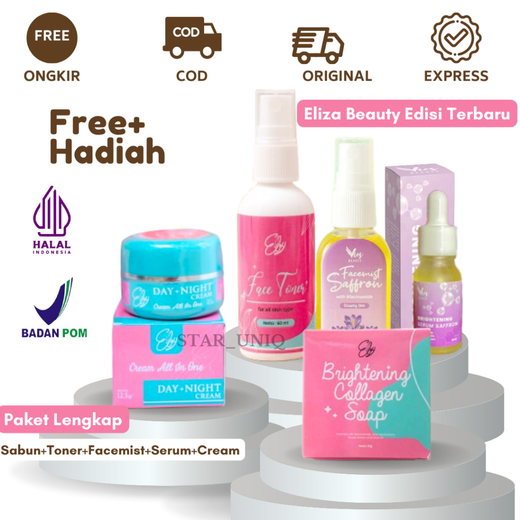 [COD] Paket Lengkap Eby Eliza Beauty Cream Toner Eliza Beauty Ori Serum Saffron & Sabun Eliza Beauty