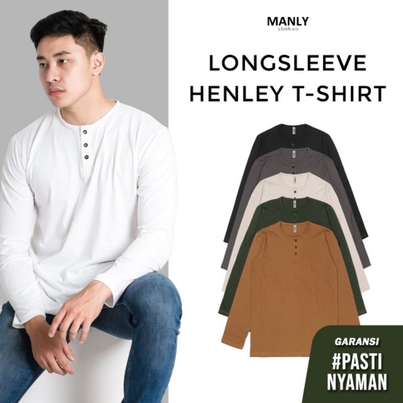 Kaos Henley Polos Lengan Panjang / Kaos Kancing Lengan Panjang / Henley Panjang / Kaos Kancing Panja