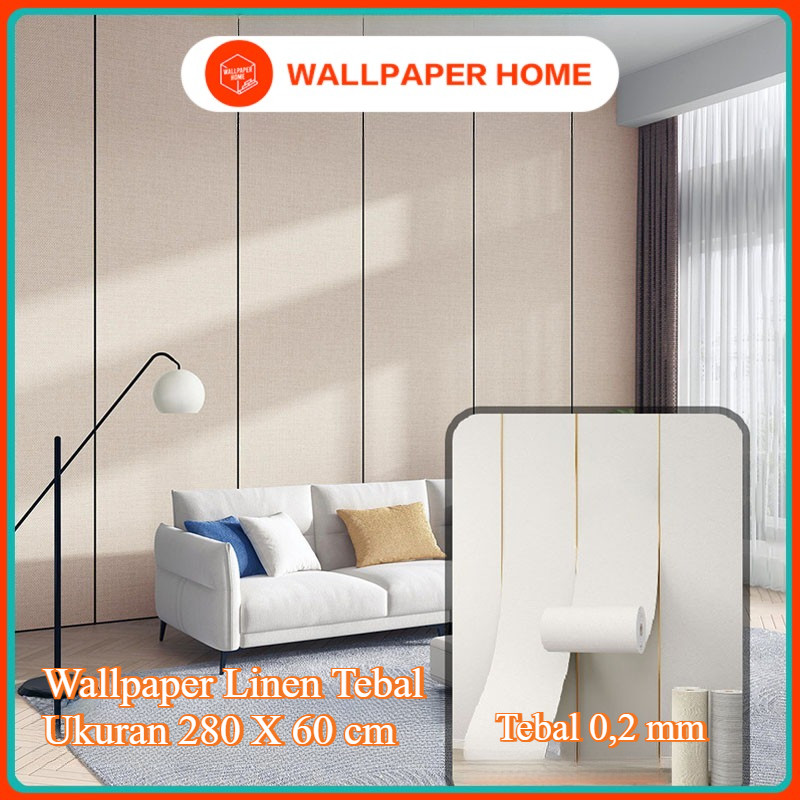 Wallpaper Home - Wallpaper Dinding Linen Premium Tebal Bahan PVC Roll 280x60 cm Dekorasi Kamar Anti 