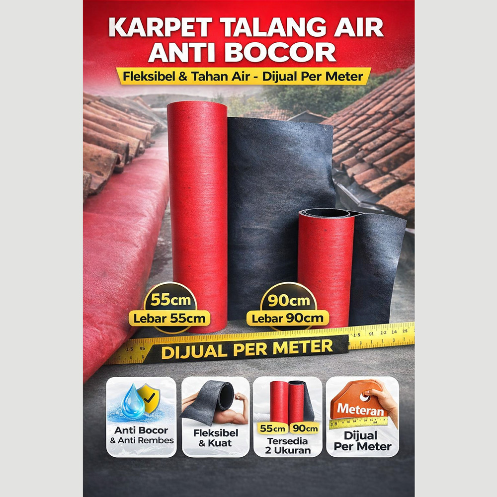 Karpet Talang Air Anti Bocor – Lebar 55cm / 90cm | Karpet Talang Atap Genteng Dijual Per Meter | Fle