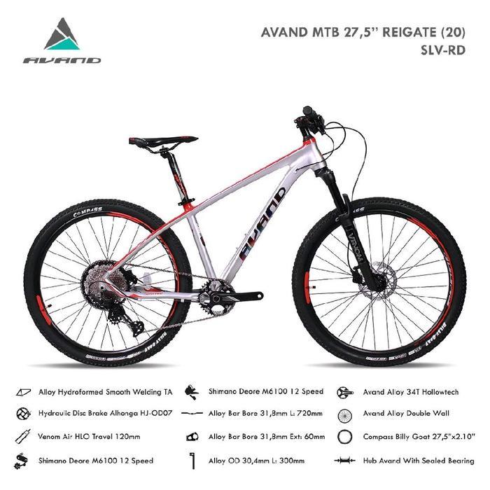 sepeda gunung MTB Avand Reigate 1x12sp Alloy 27,5 - Silver Red