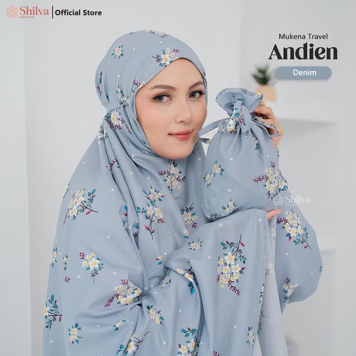 Promo KhadijahLabel Mukena Dewasa Terbaru 2 in 1 Resleting Katun Mikro Motif Andien - DenimOri