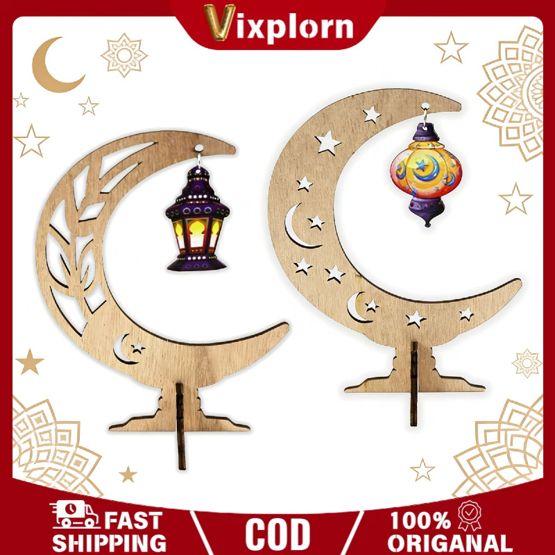 Vixplorn Dekorasi Meja Ramadhan 20CM Bulan Bintang - Hiasan Standing Elegan untuk Idul Fitri & Hari 