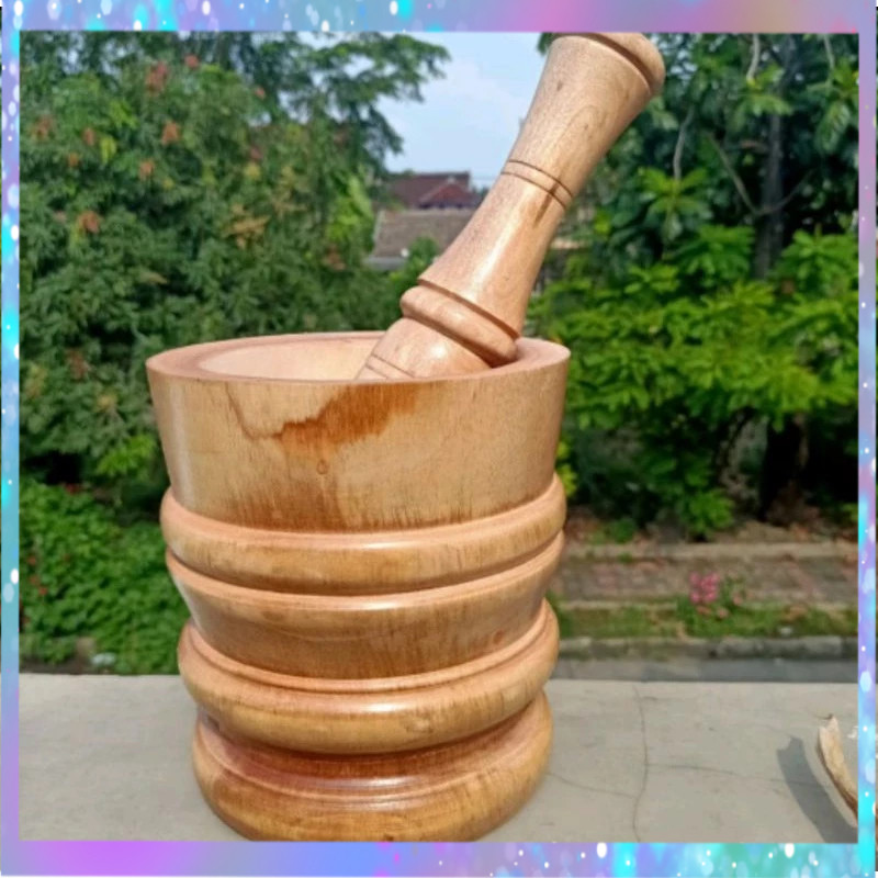 [RO] Lumpang Kayu Besar Ukuran 16 Cm + Alu / Tumbukan kayu Besar Kuat Tidak Mudah Patah J01N TERBARU