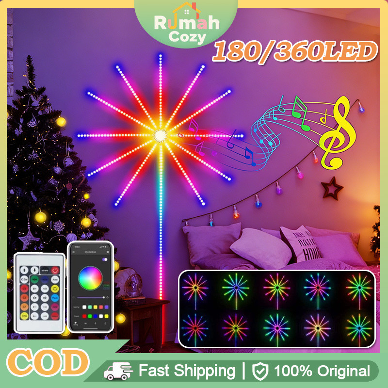 360LED Lampu Led Strip Model Kembang Api Led Strip Rgb Rainbow Automatic Kembang Api Dengan Music De