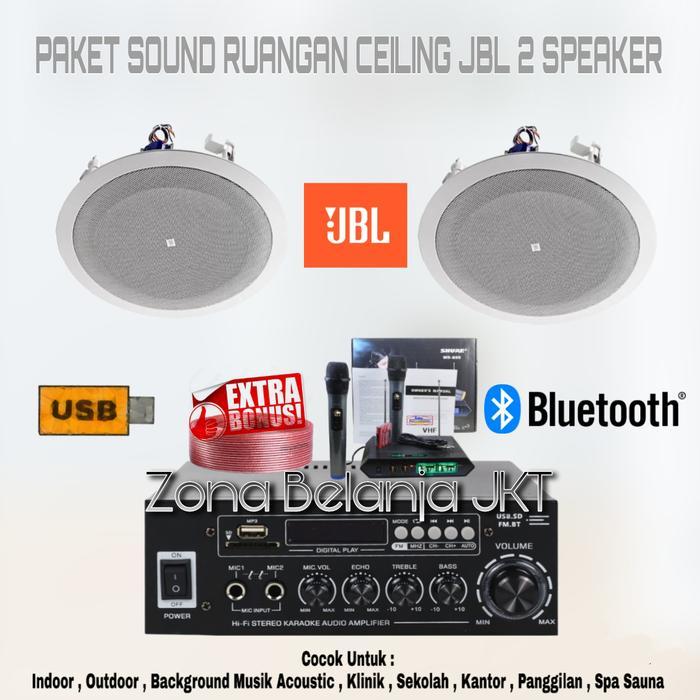 PAKET SOUND RUANGAN SPEAKER CEILING JBL 8 INCH 2 SPEAKER ( SET 2 )