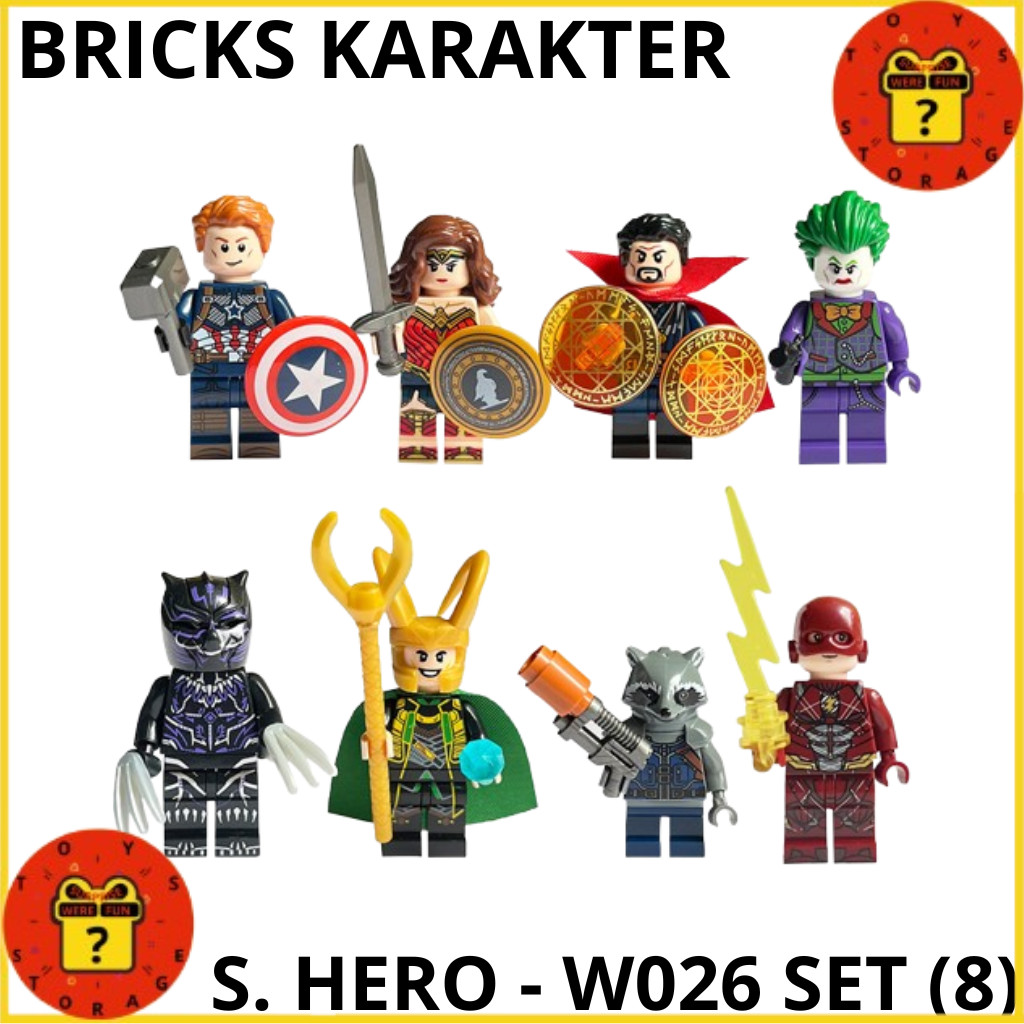 BRICKS KARAKTER SUPER HERO BLOK BANGUNAN MAINAN MINI BONEKA SOSOK BANGUNAN MAINAN ANAK HADIAH ULANG 
