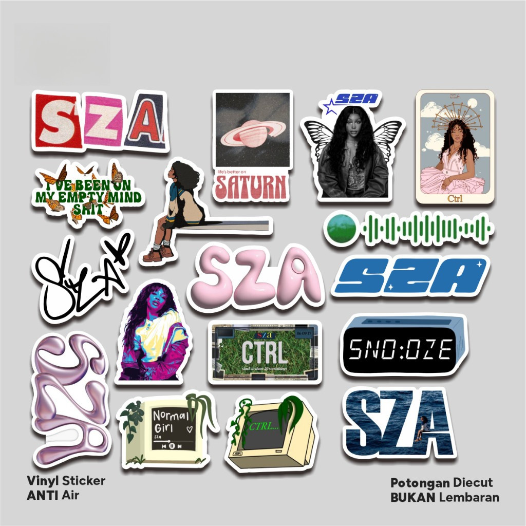 Sticker Pack Sza Aesthetic Vinyl Laptop Stiker Case Waterproff Helm Anti Air