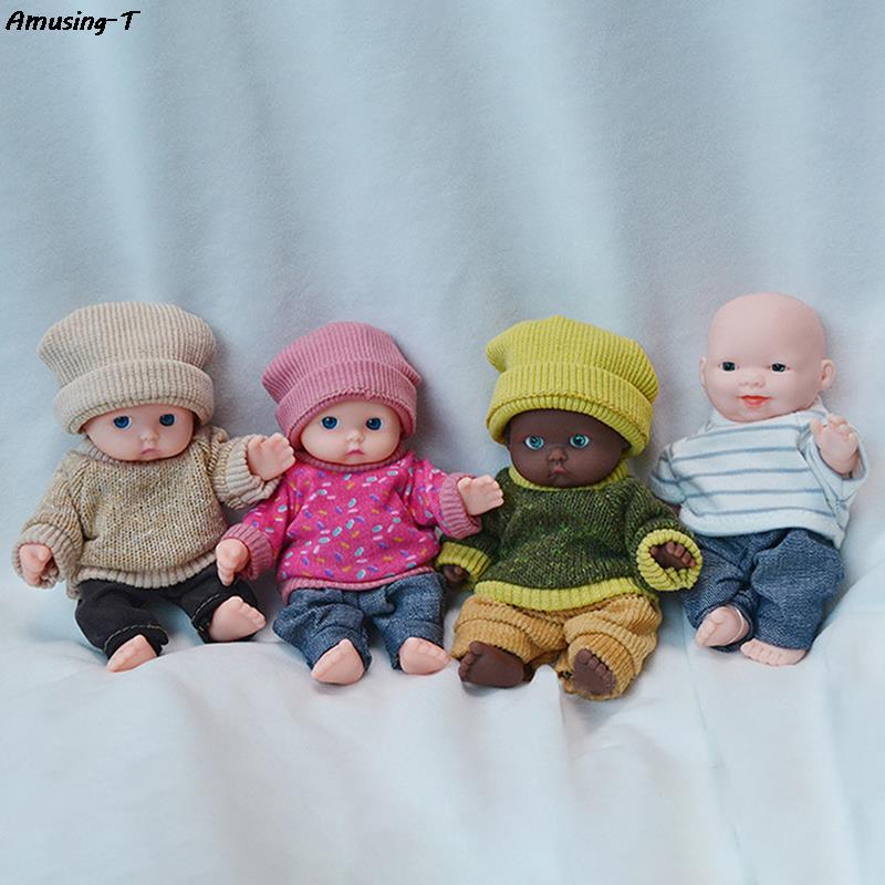 Hot 12cm Reborn Dolls Baby Reborn Silicone Reborn Baby Doll  Palm Dolls Pajamas Dress Simulation Bab