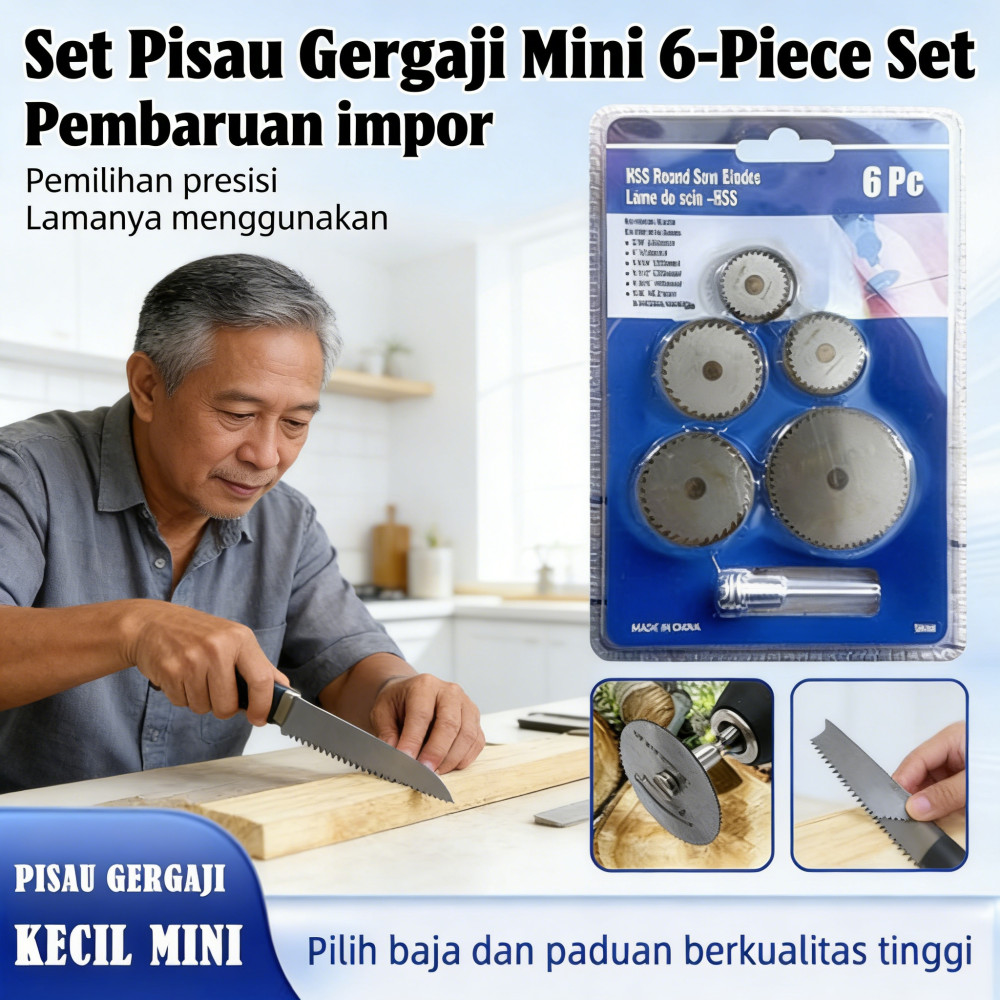 Set Mini Pisau Gergaji 6-Piece Listrik Pisau Gergaji Kayu Pisau Pemotong Disk Pisau Gergaji
