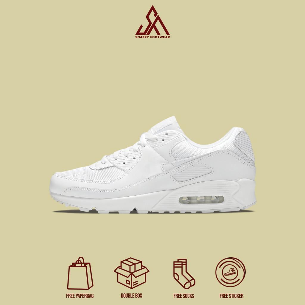 Sepatu Sneakers Nike Air Max 90 Triple White 100% Original Unisex