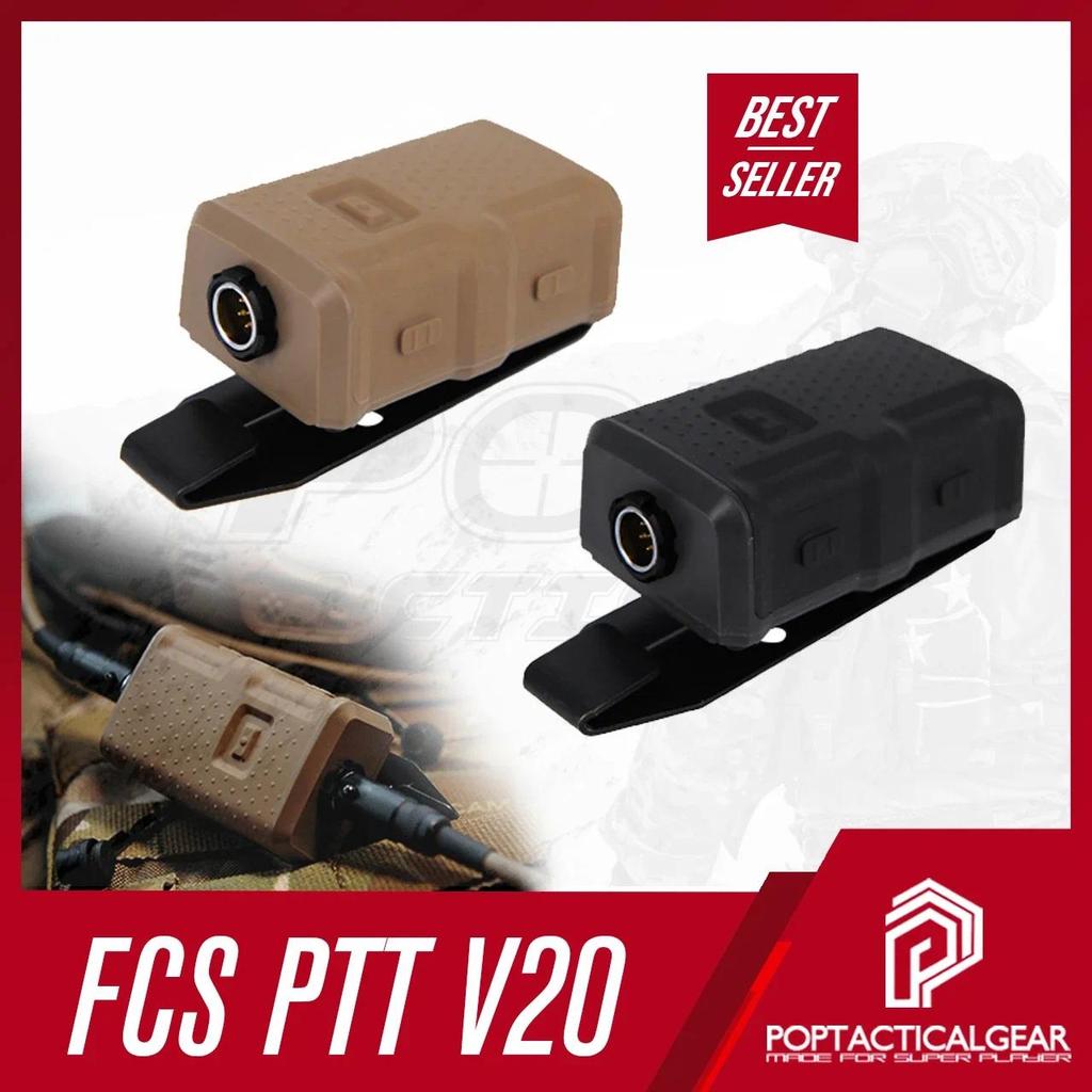 FCS TACTICAL V20 PTT Single Communication annels for AMP Headset High Quality Tactical Call Accessor