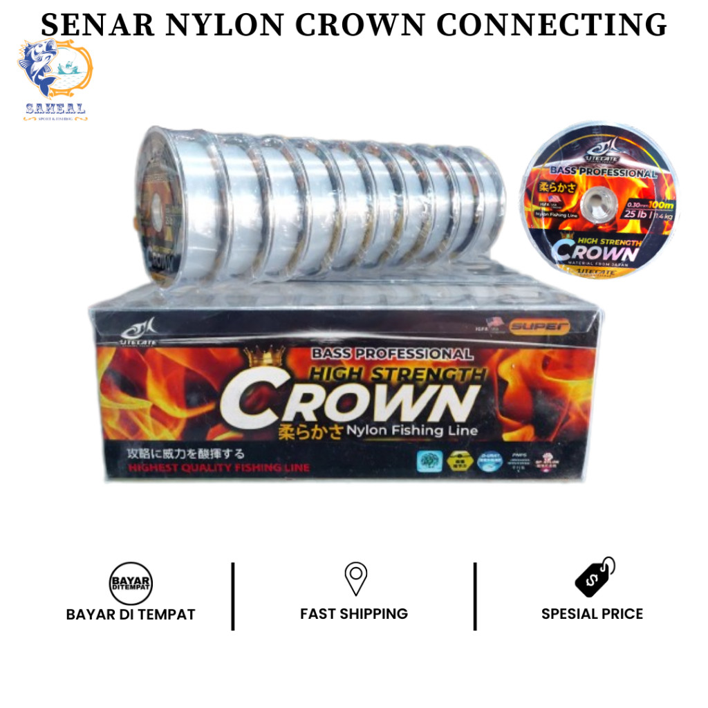 Senar Pancing Kuat Utecate Crown 100 Meter PerRoll Bisa Connecting - Putih Bening