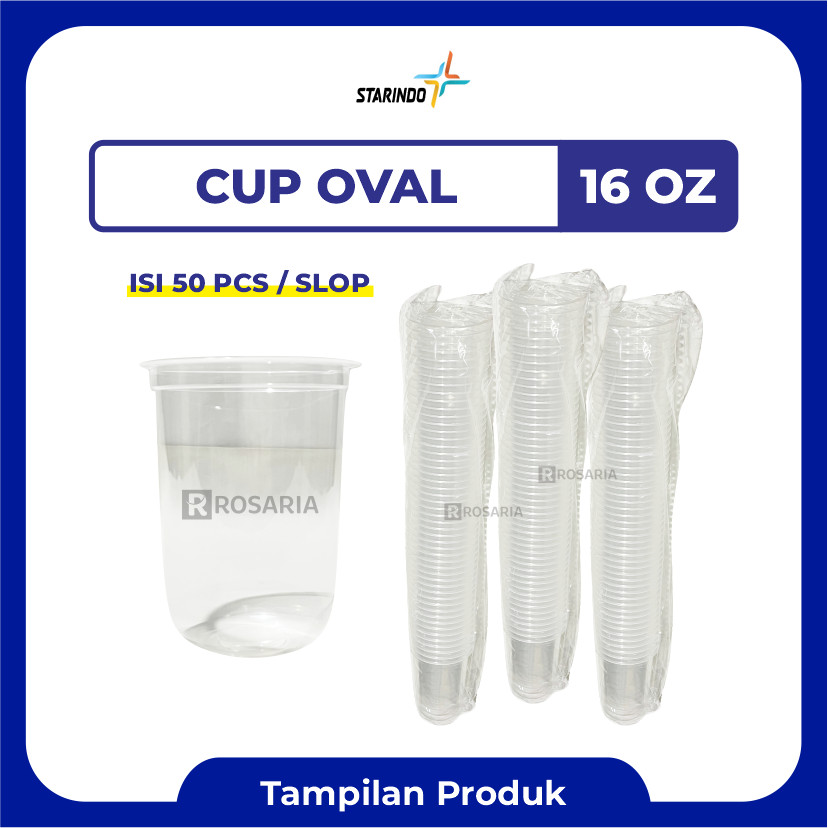 CUP POLOS OVAL 16 OZ STARINDO 8 gr Plastik Bening Gelas Minuman