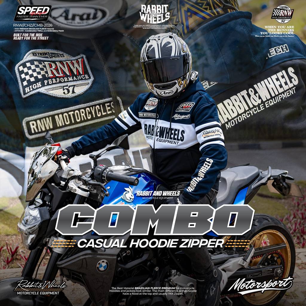 COMBO CASUAL HOODIE ZIPPER NAVY - RABBIT AND WHEELS