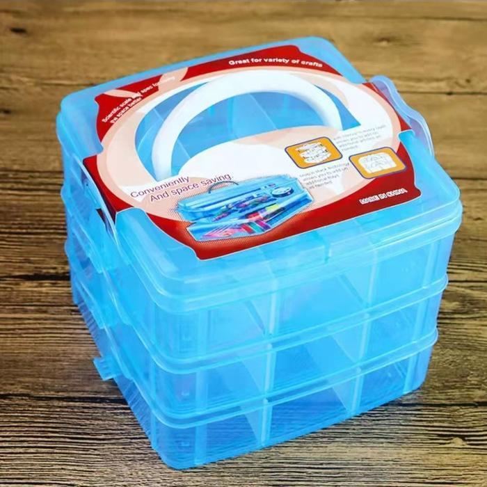 Kotak Perkakas susun 3  Storage MultiLayer Toolbox Kotak Obat P3K - Koper S3 Biru by Allshopibamz