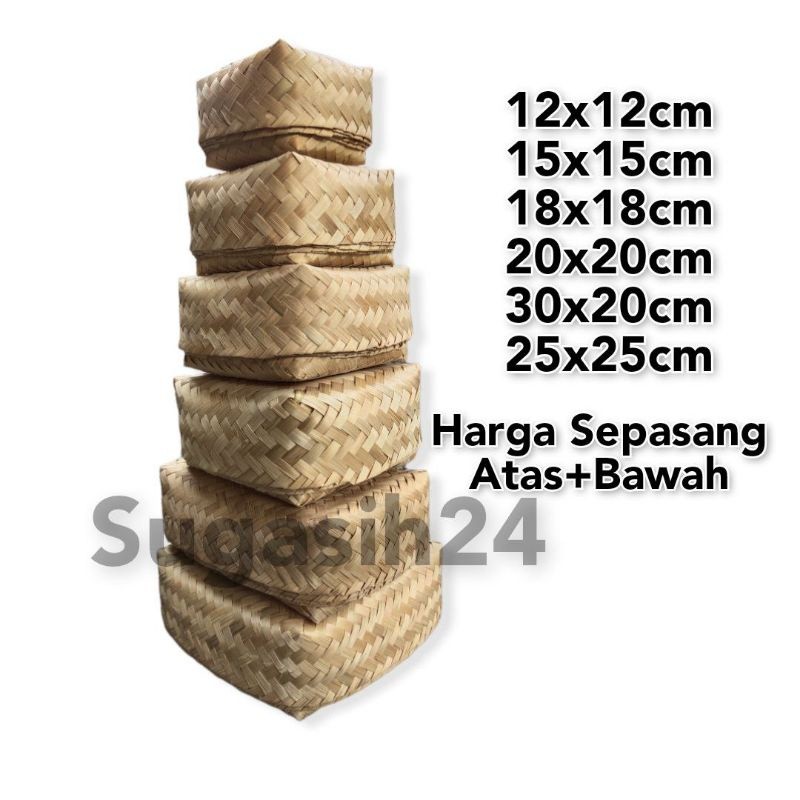 BESEK 5 PASANG BAMBU HAMPERS BAMBU ANYAMAN READY VARIAN UKURAN BESEK