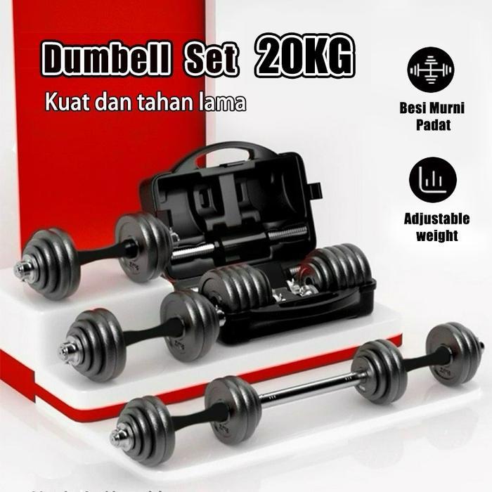 Dumbell Barbel 50kg Set Peralatan Kebugaran Angkat Berat Dumbel Barbel Set 50kg - 20KG