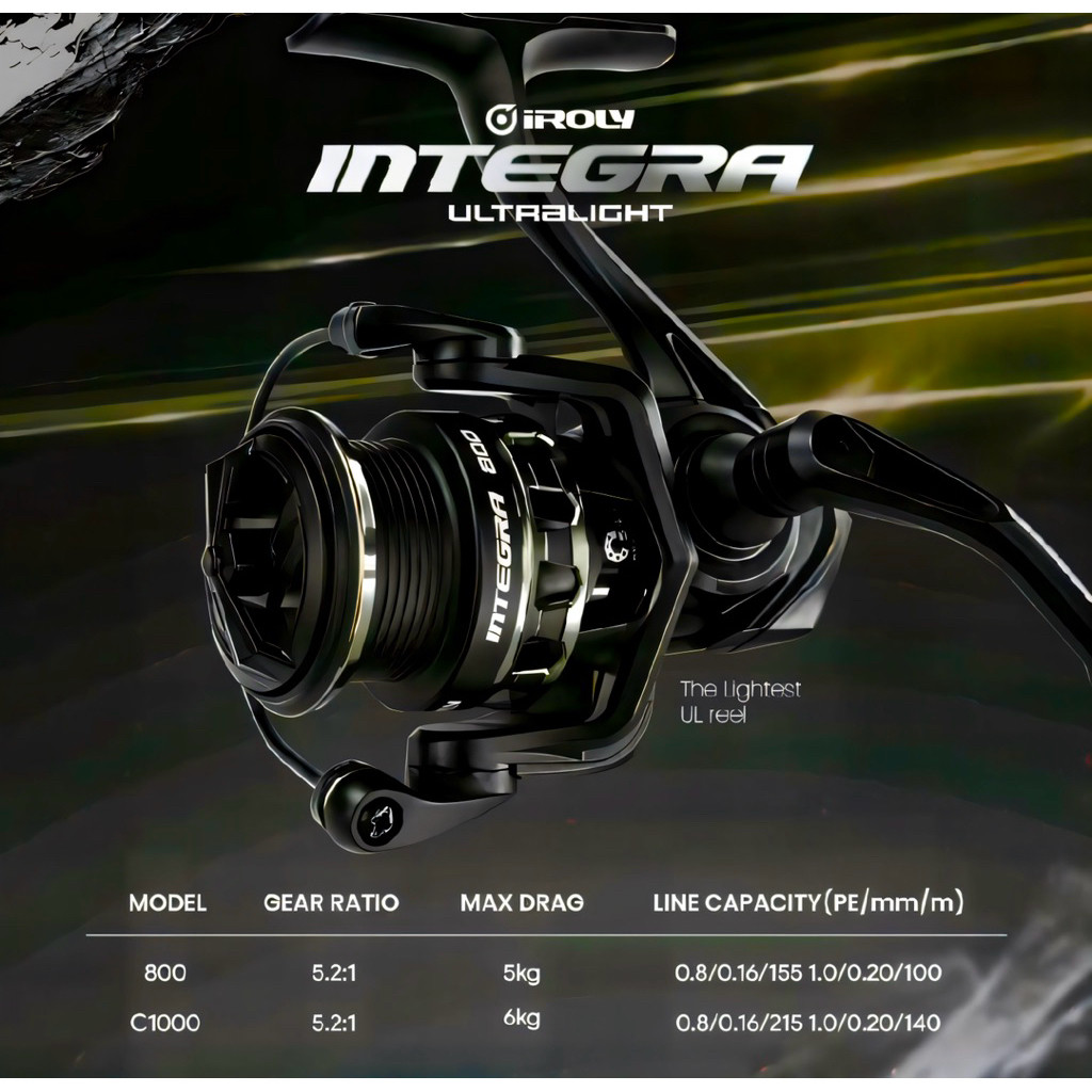 Reel IROLY Integra | ULTRALIGHT | Bobot Ringan 110 gram | Body Carbon dan Handle Carbon