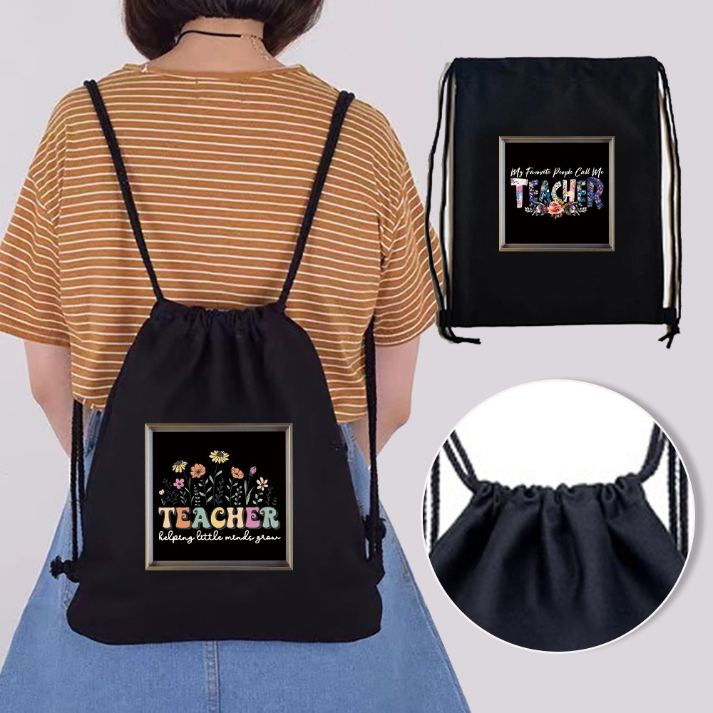 RANSEL SERUT WANITA HOME - Sekolah Olahraga Stringbag Tas Serut Unisex Teacher's gift