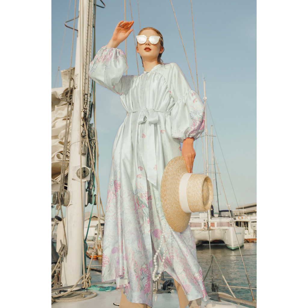 Benang Jarum Aquarielle Maxi Dress - Ivory