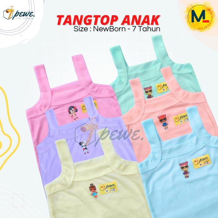 6 pcs singlet anak perempuan / tengtop anak perempuan warna warni / tentop anak umur 3-4 thn / Tangt