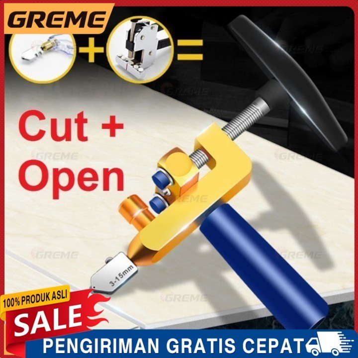 Alat Pemotong Kaca 2 In 1 Keramik Ubin Glass Cutter Manual Multifungsi Cermin Potong Tool Set Pemoto