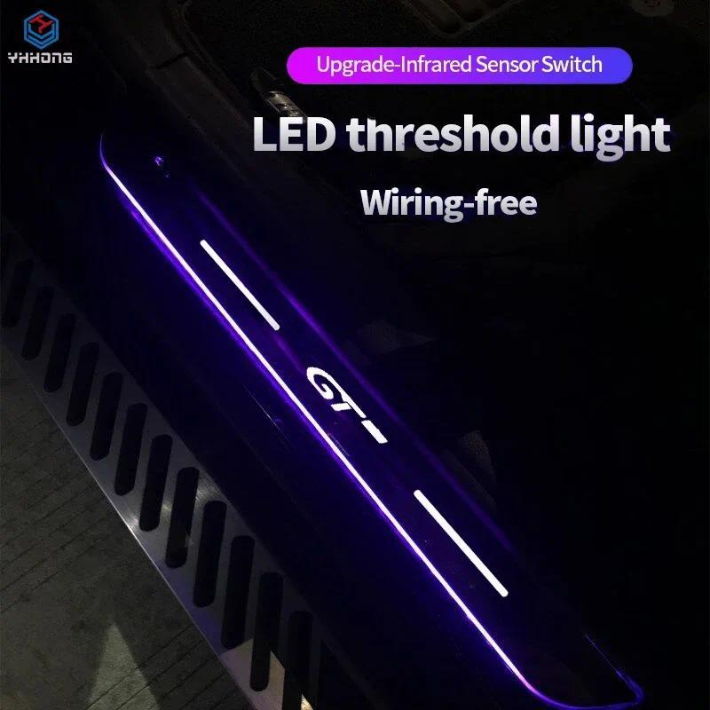 Pelat Pedal Selamat Datang LED Bergerak USB Akrilik untuk Mobil Kia KX5 K3 K5 K9 GT Aksesori