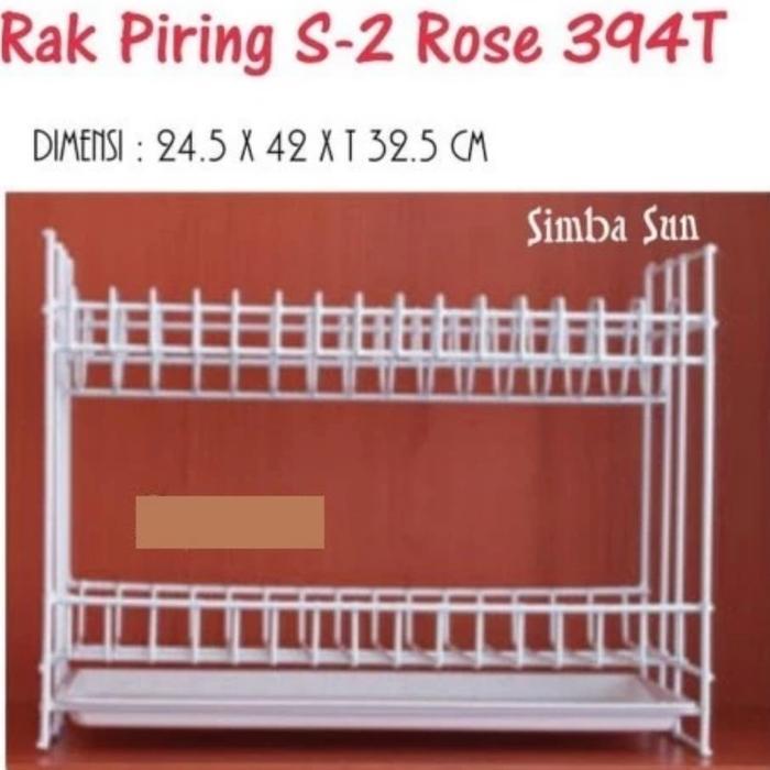 SIMBASUN : RAK PIRING & GELAS KAWAT SUSUN 2 + NAMPAN ROSE 394 T TRAY