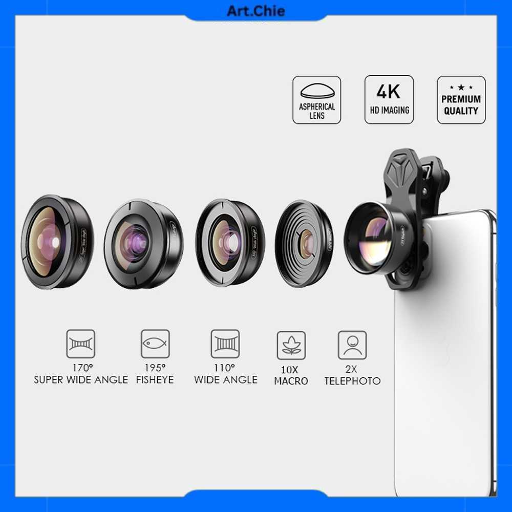 Lensa Kamera Smartphone Universal Clip 5 in 1 Lens Apexel APL HB5
