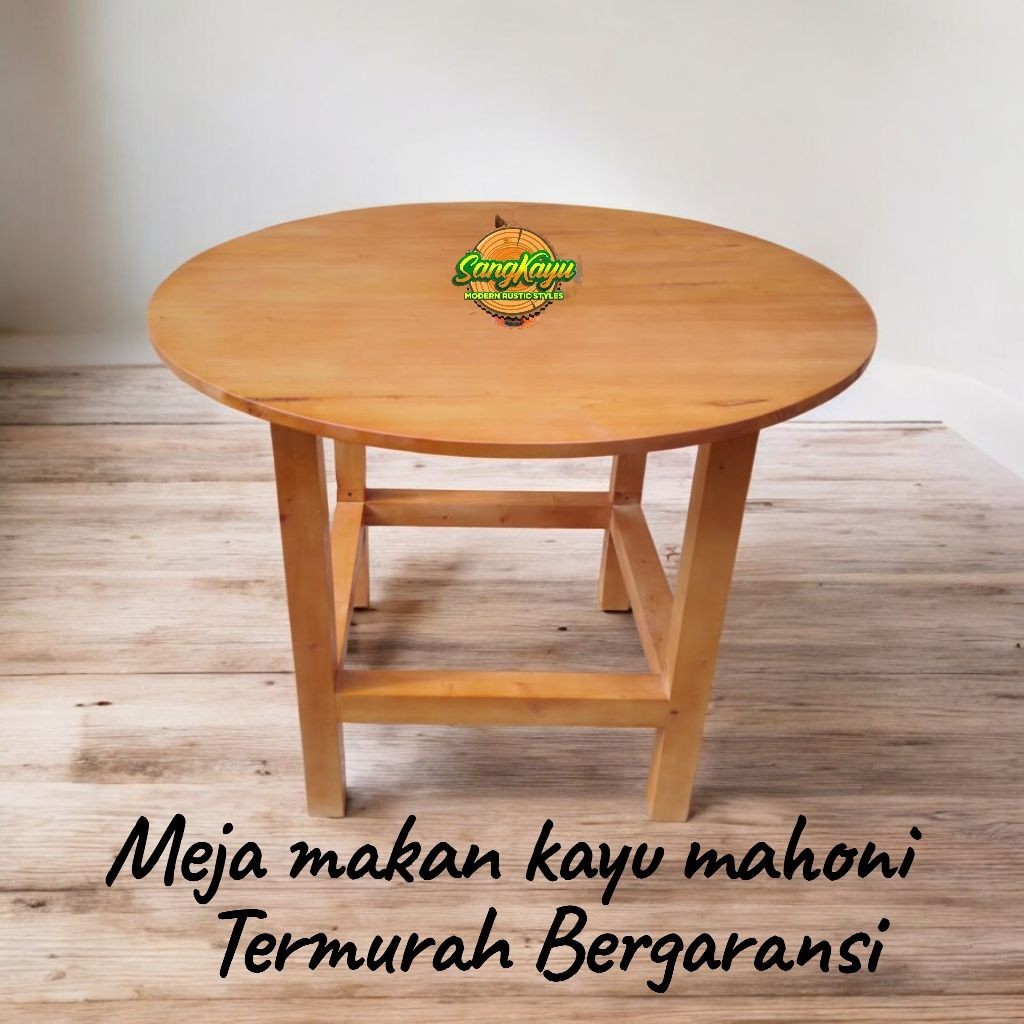 Meja makan Bulat  kayu mahoni Meja kayu Bulat Minimalis meja serbaguna