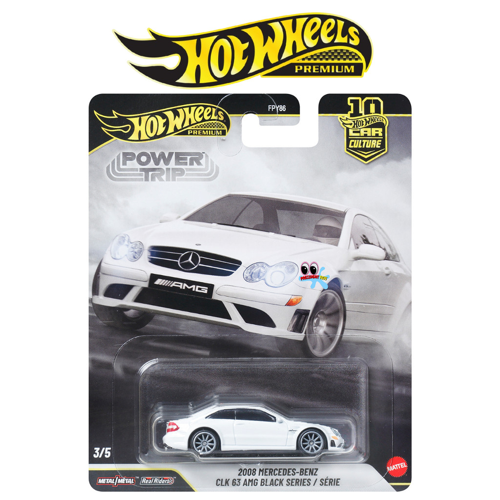 Hot Wheels Premium Power Trip 2008 Mercedes CLK 63 AMG Black Series Putih Collector Edition Balap