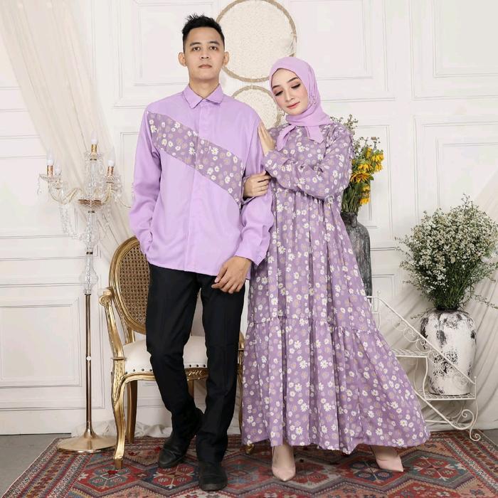 Cp SETIA /couple suami istri / baju pasangan/fashion muslim Gamis Wanita Panjang - Lilac, Allsize