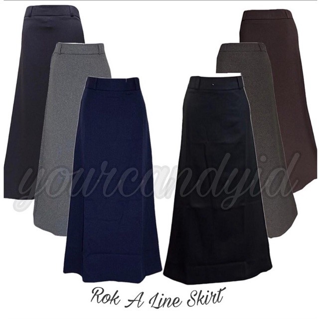Rok Hitam Kerja Kantor Panjang A Line Wanita Bahan Dasar Formal Jumbo Big Size Terbaru/Terbaru