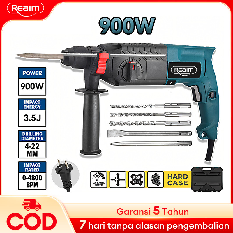 Bor Hammer Drill Reaim Hammer Drill 3 Mode Mesin Bobok Beton Jack Hammer Drill  Impact Drill